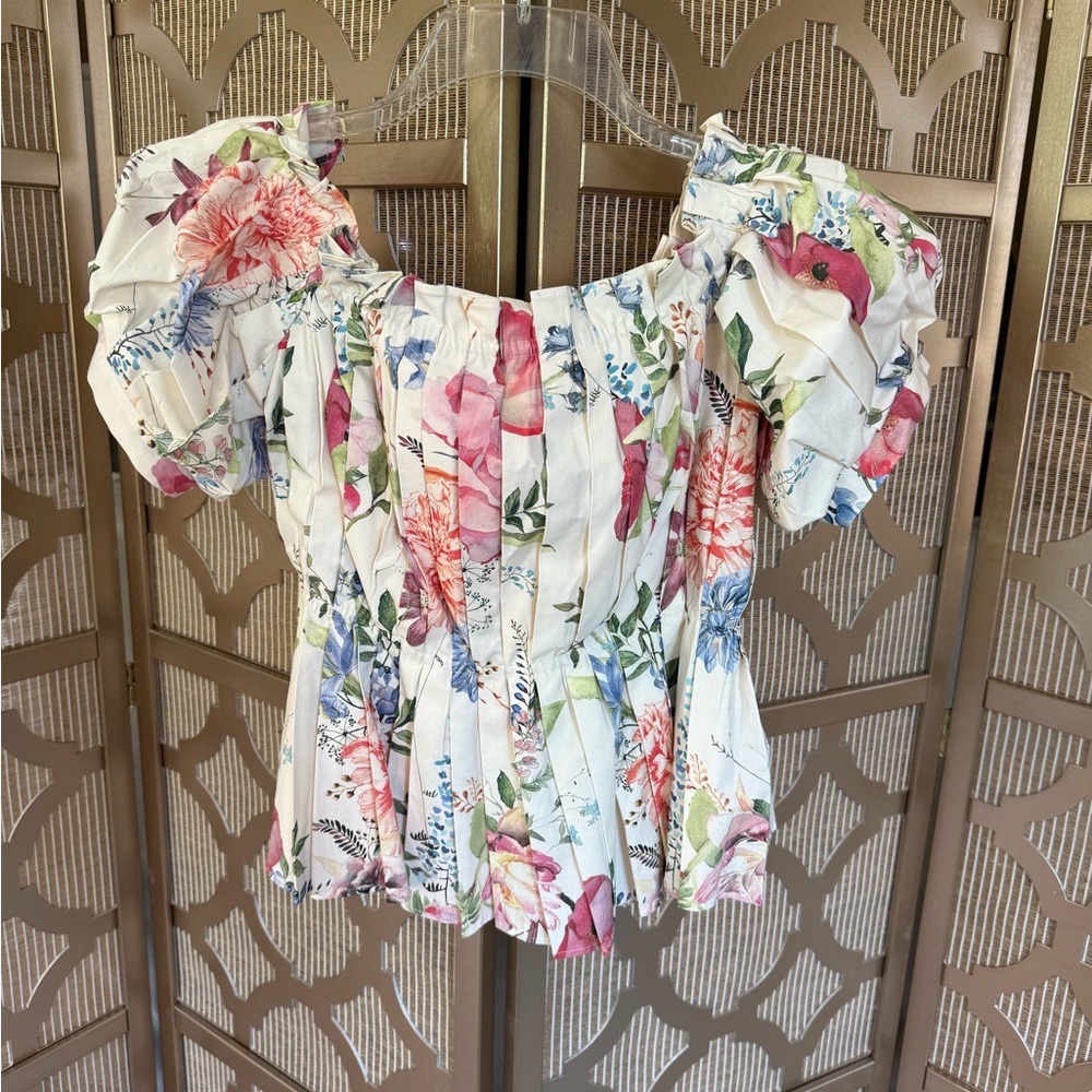 ANTONIO MELANI Floral Off-Shoulder Blouse - Pink, Blue, Green SOLD!